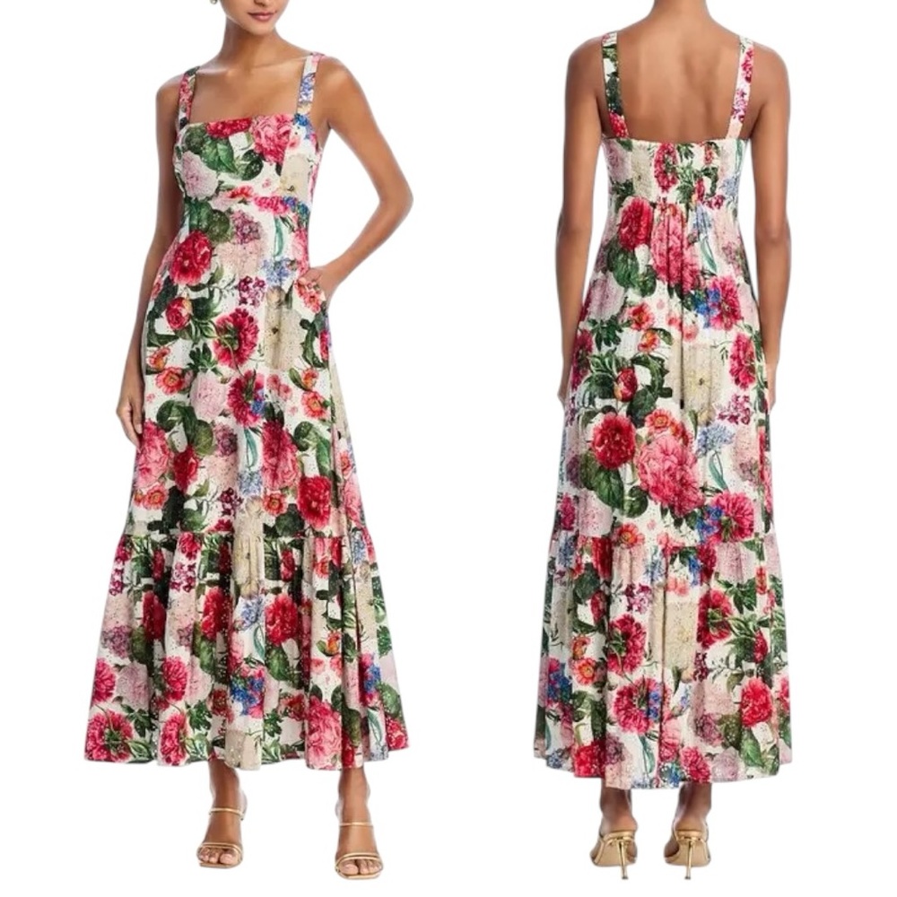 NWT Aqua Floral Maxi Dress in Red Multi